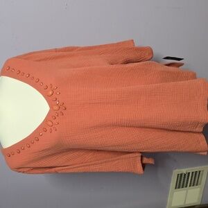 JM Collection Burnt‎ Brick Blouse XXL